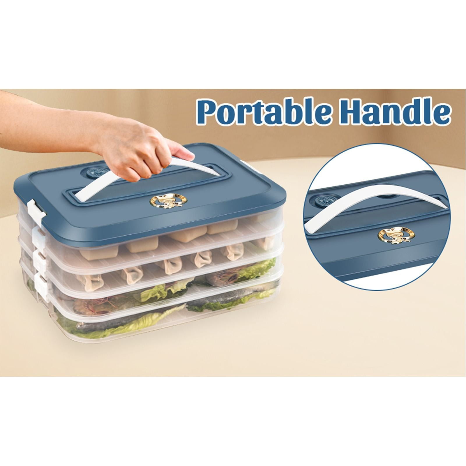 PP Dumpling Box Large Airtight Containers Veggie Tray with Lid Clear Container with Lid Egg Tray for Refrigerator Veggie Containers for Refrigerator Rice Storage Box Egg Case