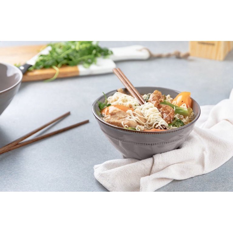 Kook Terracotta Ramen Bowls, 36 oz, Set of 2, Carbon Grey