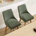 thumbnail image 5 of ONEVOG Mid-Century Modern Swivel Bar Stools Set of 2, 26" Counter Height Linen Upholstered Bar Chairs with Solid Wood Legs & Metal Footrest, Green, 5 of 11