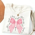 thumbnail image 3 of Coquette Christian T-Shirt – Bible Verse Pink Bow Faith Tee for Women, Cute Jesus Shirt, Religious Gift for Christian Women, 3 of 7
