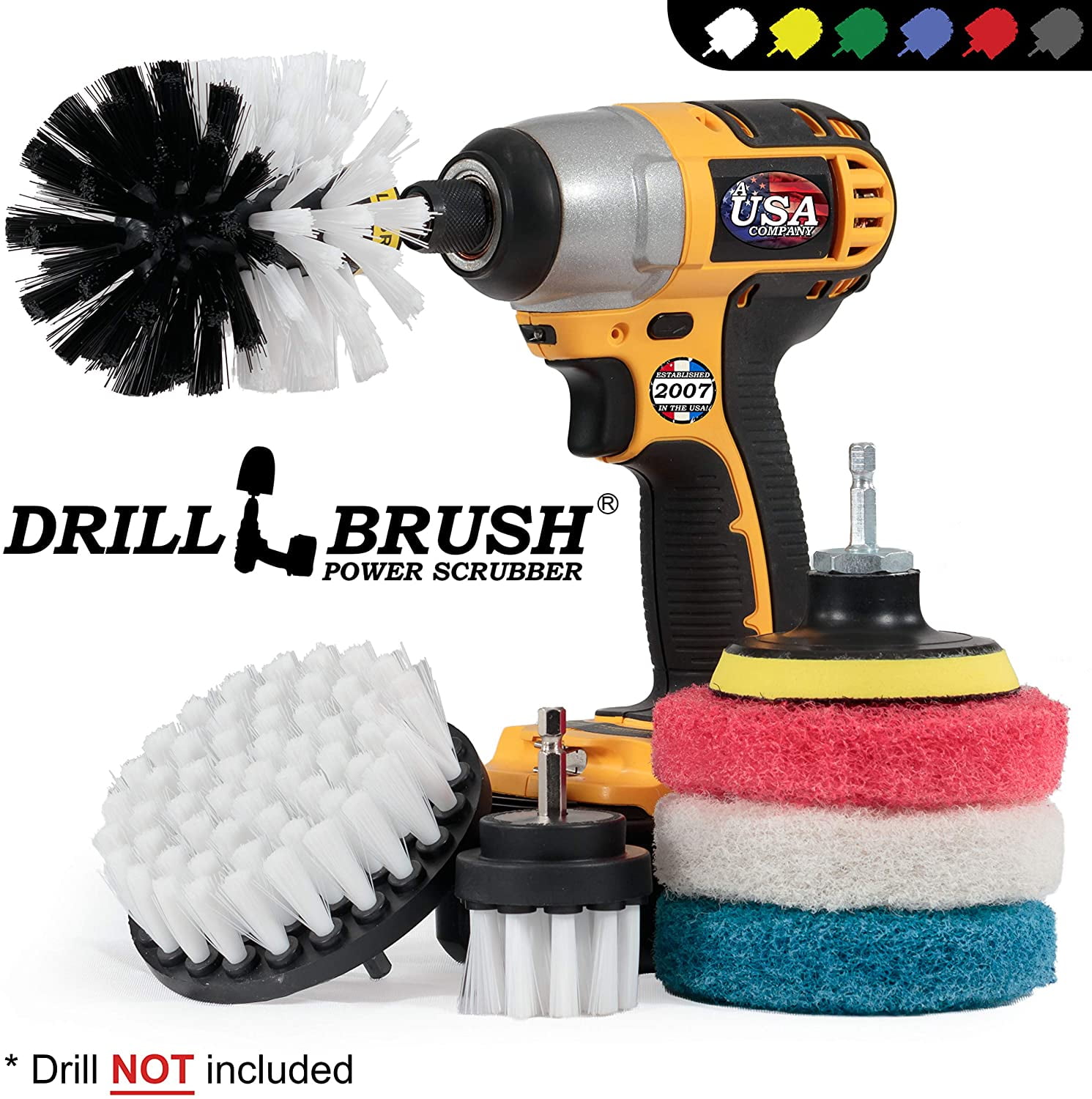 ProSMF Drill Brush Set - Scrub Brush Attachments for Drill - Power Scrubber Cleaning Brushes - Kitchen - Cabinets - Stove - Oven
