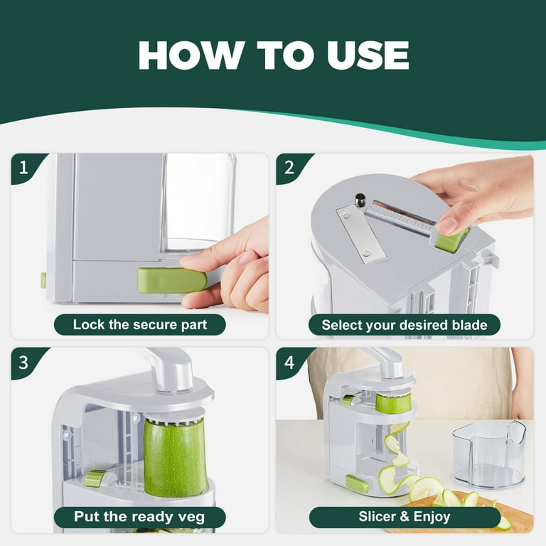 Kitexpert Vegetable Spiralizer, 4-in-1 Blades, Zucchini Noodle