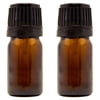 Amber Glass Bottle - 5 ml (1/6 fl oz) w/ Euro Dropper & Tamper-Evident Cap - Pack of 2