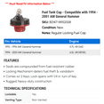 thumbnail image 2 of Fuel Tank Cap - Compatible with 1994 - 2001 AM General Hummer 1995 1996 1997 1998 1999 2000, 2 of 2