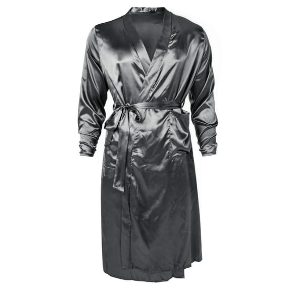 Men's Summer Bathrobe Solid Color Silk Pajamas Robe Kimono Soft Nightgown Bathrobes For Night Sleep Bathing Swimming Pool