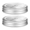 thumbnail image 1 of 2pcs Mason Jar Tapa de paja Tapa de acero inoxidable Ledos de frascos con agujeros de paja, 1 of 7