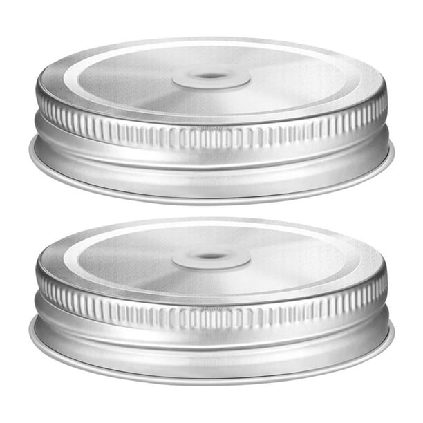 2pcs Mason Jar Tapa de paja Tapa de acero inoxidable Ledos de frascos con agujeros de paja