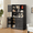 All Black, variant on 67.7" Kitchen Pantry Cabinet with Microwave Shelf,Asofer Farmhouse Coffee Bar Cabinet with Versatile Storage & Door Shelves & Adjustable Shelves for Dining Room,All White