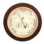 International 9 in. Barometer with Thermomete & Hygrometer on Cherry Wood