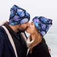 thumbnail image 5 of Pofeuu Skull blue crystal flower Print Beanie Hat for Men Women Knit Winter Hat Warm Cuffed Skull Beanie Slouchy Soft Unisex, 5 of 6