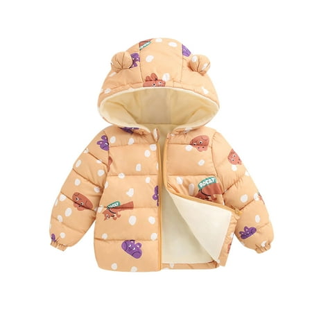 

QYZEU Winter Coat Toddler Girl Jackets for Toddler Girls Winter Coats Kids Baby Boys Girls Cute Printed Light Padded Jacket Bear Hooded Outerwear