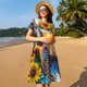 thumbnail image 4 of Balery Sunflower Turtle Vestidos sueltos de manga corta para mujer, vestidos de verano 2025, vestidos casuales de corte A con vuelo., 4 of 6