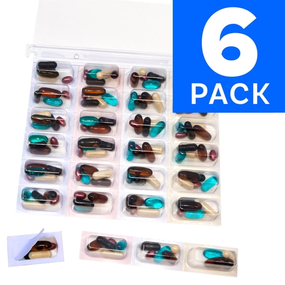 Pill Thing Cold Seal Medication Blister Pack Card, Perforated Single Dose Pill Blisters, Travel Meds, 6 Pack - XXL