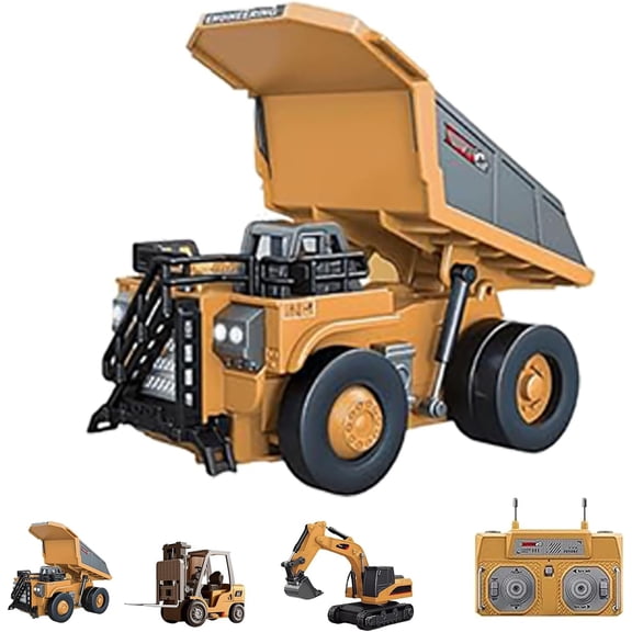 1:64 Premium Alloy Mini RC Construction Set, Mini Rc Forklift, Excavator and Dump Truck