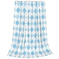 thumbnail image 2 of Fotbe Blue and White Squares Manta de Franela Acolchonada con Estampado, Súper Suave y Esponjosa, Extra Grande para Sofá, Cama, Uso Todo el Año-80"x60", 2 of 7