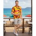 thumbnail image 4 of HAPPY BAY Men's Hawaiian Shirts Short Sleeve Button Down Shirt Mens Casual Shirts Vacation Tropical Beach Summer Party Shirts for Men Funny S Island View, Orange, 4 of 7