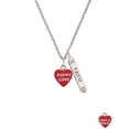thumbnail image 2 of Delight Jewelry Acrylic Red "Puppy Love / Take a Walk" Heart Silvertone Believe Faith Prayer Hope Bar Charm Necklace, 23", 2 of 4