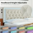 thumbnail image 2 of Homfa Full LED Bed with 4 Drawers, LED Lights Platform Storage Bed Frame with Upholstered Adjustable Button Tufted Headboard, Velvet Beige, 2 of 11