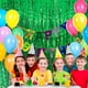 thumbnail image 4 of Cortina de fondo con flecos BOMSI, lámina de oropel verde para fiestas, 4 of 7