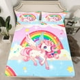 thumbnail image 2 of Homewish Kawaii Unicorn Girl 4pcs Bed Sheets,Cartoon Gradient Rainbow King Sheets,Dreamy Princess Super Cozy Sheet Set,Breathable Home Decor, 2 of 7