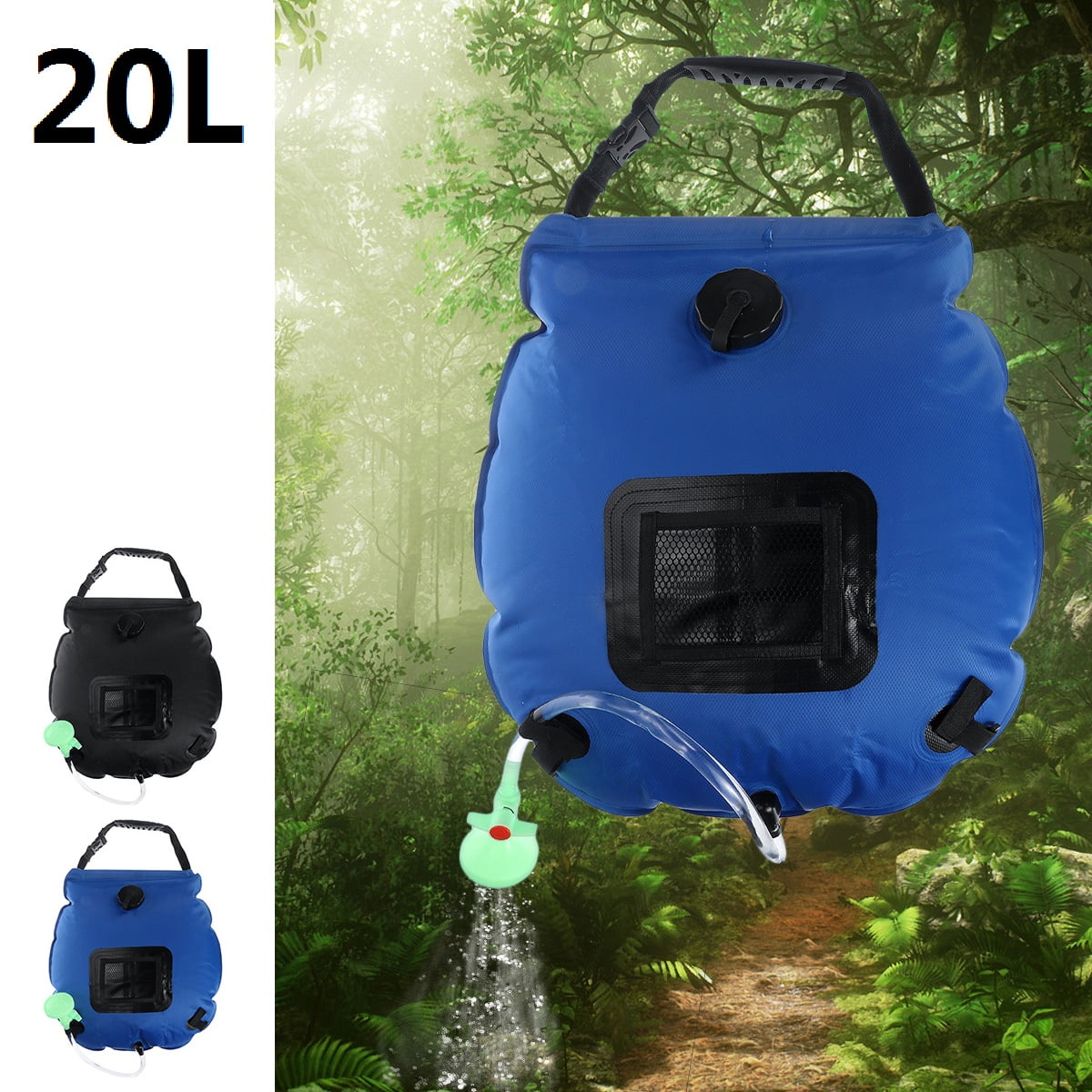 Solar Heated Shower Bag, 20 Liters / 5 Gallons Portable Solar Heated