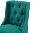 thumbnail image 6 of Tufted Counter Stool Chair, Fabric, Wood, Teal Blue, Modern Contemporary Urban Design, Bar Pub Cafe Bistro Hotel Restaurant Hospitality, 6 of 7