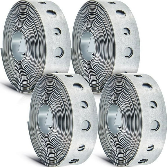 4 Pcs Galvanized Hanger Strap Metal Strapping with Holes Pipe Hanger for Pipe Supports Hanging, 10 Ft