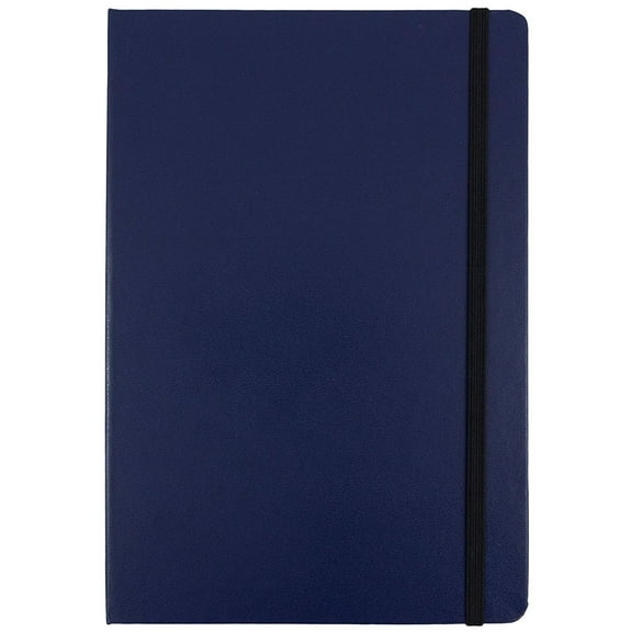 JAM Hardcover Notebook with Elastic Band, 1/Pack, Blue, Large, 5 7/8 x 8 1/2, 100 Lined Sheets