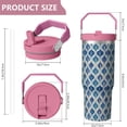 thumbnail image 4 of 30oz Handheld Travel Tumbler with Handle – Double Wall Stainless Steel Insulated Cup, Flip Straw Lid, Leak-Proof & BPA-Free for Hot and Cold Drinks – Durable Coffee & Juice Mug Pink, 4 of 7