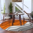 thumbnail image 4 of 7ft Washable Round Rug, Abstract Beach Non-Slip Circle Area Rug for Living Room Dining Room, Aesthetic Grey to Orange Gradient Indoor Floor Mat for Home Decor, 4 of 9