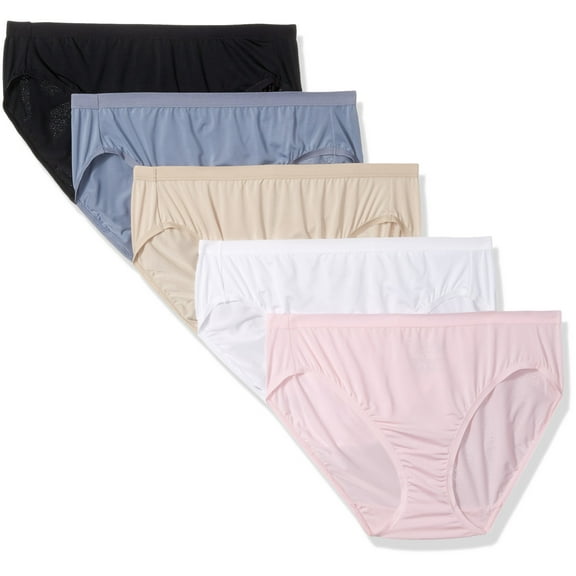 Fruit of the Loom Women's Plus Size "Fit For Me" 5 Pack Hi-Cut Panties, Assorted 2, 10