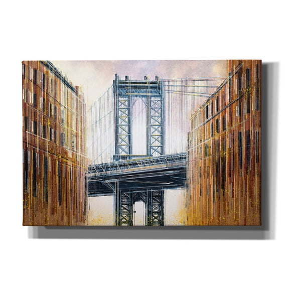 Epic Graffiti 'The Manhattan Bridge at Sunset' by Marc Todd, Canvas Wall Art, 26"x18"