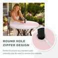 thumbnail image 4 of Round Outdoor Tablecloth with Umbrella Hole and Zipper, Farmhouse Pink Tablecloth with Elastic Waterproof, Farmhouse Pink Line Striped Patio Table Covers for 45" - 54" Picnic Pool Tables, 4 of 9