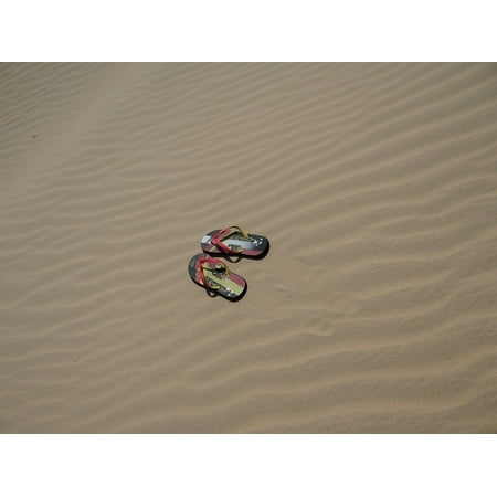 Canvas Print Flip Flops Sand Desert Shoes Sandals Summer Dunes Stretched Canvas 32 x (Best Shoes For Sand Dunes)