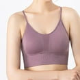 thumbnail image 5 of YWDJ Lounge Bras for Women Comfort Pullover Comfy Bras Wireless Sports Bras Spaghetti Straps Full Coverage Bras Push up Low Support Hollow Bras Padded Mesh Yoga Bras Comfort Wrap Solid Bras Purple M, 5 of 5