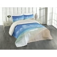thumbnail image 2 of Ambesonne Hawaiian Quilted Coverlet 3 Pcs, Tropical Ocean Waves, King Size, Blue Turquoise, 2 of 4