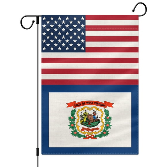 PTEROSAUR USA American West Virginia State Garden Flag, 12.5x18 in Vertical Double Sided Burlap for Indoor Outdoor Home Garden Decor