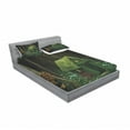thumbnail image 3 of Ambesonne Green Fitted Sheet & Pillow Sham Set, Surreal Forest House, Twinxl, Hunter Green Army Green, 3 of 3