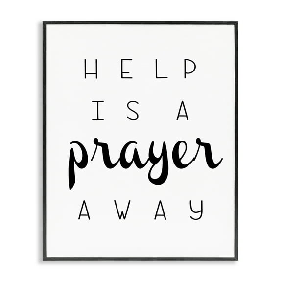 Stupell Industries A Prayer Away Sentiment Religious & Spiritual Painting Black Framed Art Print Wall Art, 11 x 14