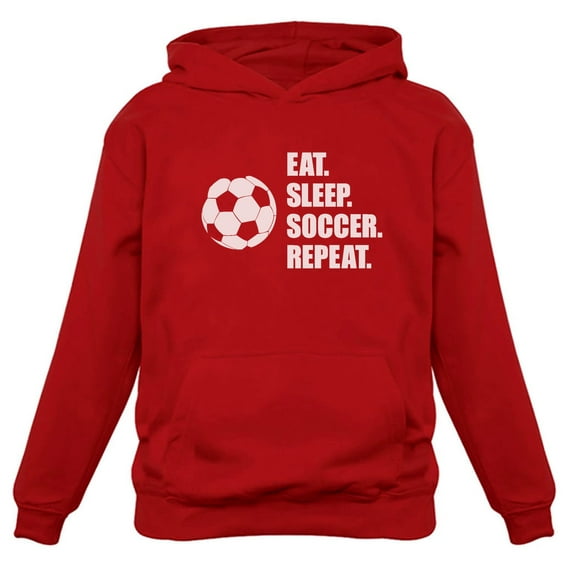 Tstars Womens Soccer Shirts Sport Eat Sleep Soccer Repeat Soccer Fans Cool Gift Idea for Her Mom Birthday Gift Women Hoodie