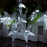 Qedertek Christmas Solar Lights Starfish String Lights 20ft 30 LED Fairy Decorative Lighting for Outdoor,Garden,Home,Wedding,Party and Holiday Decorations (White)