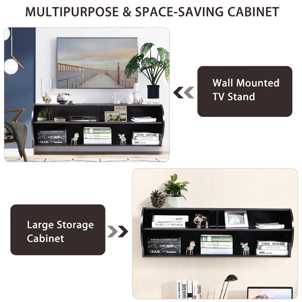 Finihen Floating Shelves, Modern Hanging Shelf, 48.5 Inch 2 Tier Modern Wall Mounted Hanging Floating Shelf, for Living Room, Bedroom, Kitchen, Brown