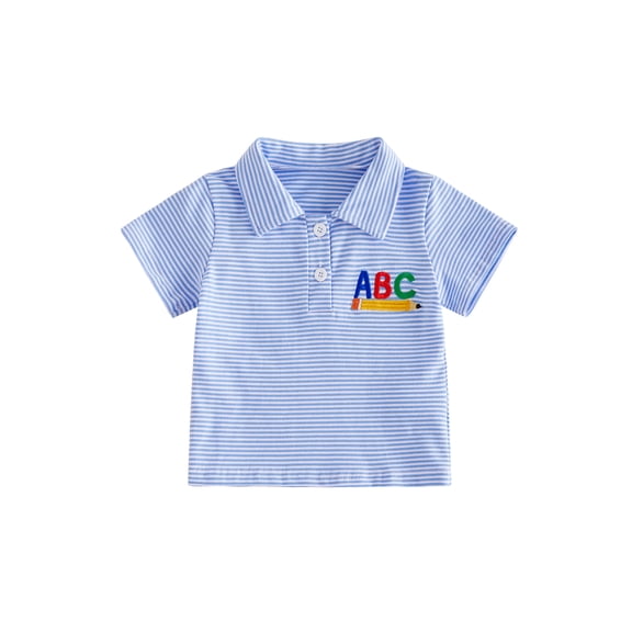 BemeyourBBs Toddler Baby Boy Back to School Shirt First Day of School Outfit Toddler Boy First Day of Kindergarten Outfit Short Sleeve Lapel Collar Letter Pencil Embroidery Summer Fall Shirts Tops