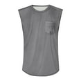 thumbnail image 2 of Domuza Sleeveless Shirts for Men Distressed Washed Tank Tops Crew Neck Vintage Solid Workout Tee Top with Chest Pocket Gray M, 2 of 4