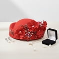 thumbnail image 4 of Vjnyvs Retro Wedding Hats Women Pillbox Hat with Flowers Fascinator Hat Cocktail Evening Party Cap Soft Felt Beret for Ladies, 4 of 7