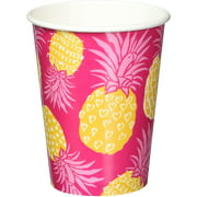 Ginger Ray Summer Fruits Hot Pink Pineapple Summer Party Paper Cups, Pink