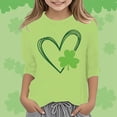 thumbnail image 2 of lnmuld Cute Tops Stylish Girls Graphic St Patricks Day Tee Fashionable Versatile Round Neck Three Quarter Sleeve Casual Shirt Size:3-4 Years, 2 of 4