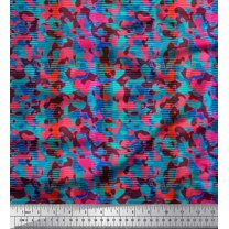 Soimoi Blue Moss Georgette Fabric Stripe & Leopard Animal Skin Fabric Prints By Yard 42 Inch Wide