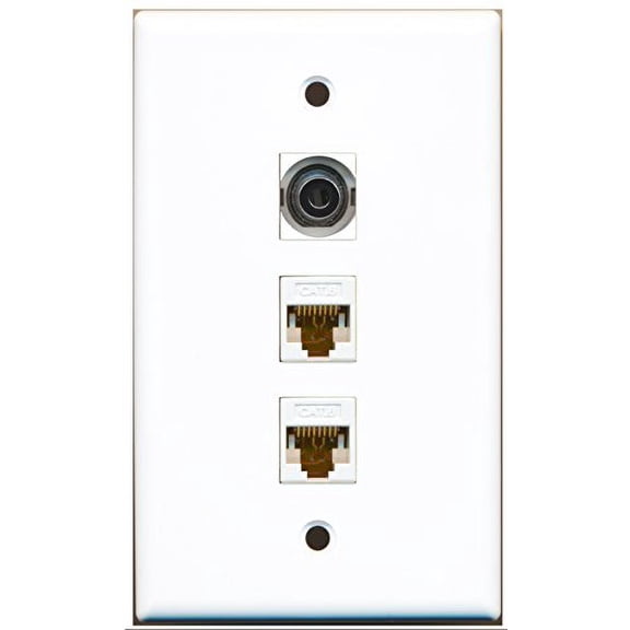 RiteAV - 1 Port 3.5mm 2 Port Cat6 Ethernet White Wall Plate