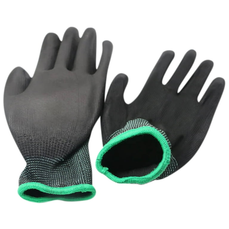 GlovBE 12 Pairs Polyester Work Gloves, Polyurethane (PU) Coated, Grey/Black